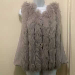 Metric Knits Fur Collection Grey Vest W/ Fox Fur